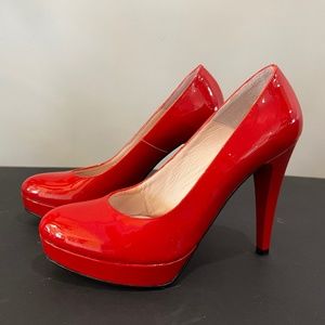 Custom-Made European Red Patent Leather Platform Heels by Coryllus